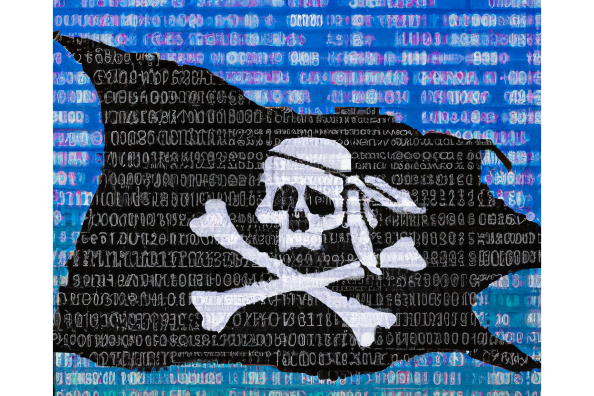 pirate flag over software code