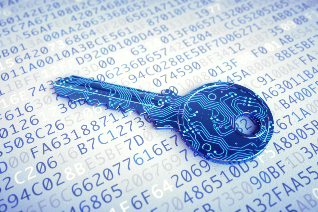 a key behind a transparent layer of cryption